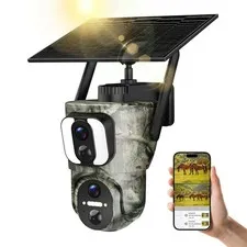 AMOROM 4G LTE Cellular Solar Camera with Dual Lens, No WiFi Needed