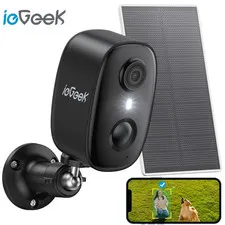 Solar Outdoor Security Cameras Wireless, 2K Color Night Vision, Surveillance wit