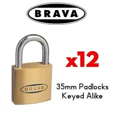 Padlocks x12  KEYED ALIKE BRAVA 35mm  High quality BULK LOT