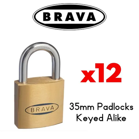 Padlocks x12  KEYED ALIKE BRAVA 35mm  High quality BULK LOT