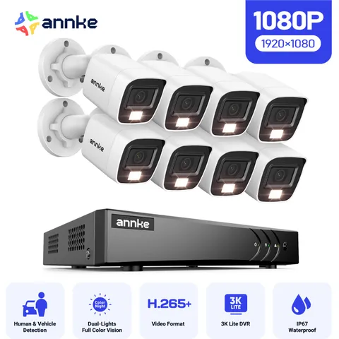 ANNKE 5MP Lite 8CH DVR 1080P Color Security Camera System Human Detection IP67