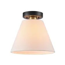 Globe Electric 1-Light Semi-Flush Mount Ceiling Matte Black, Brass Accents 