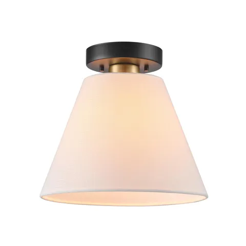 Globe Electric 1-Light Semi-Flush Mount Ceiling Matte Black, Brass Accents 