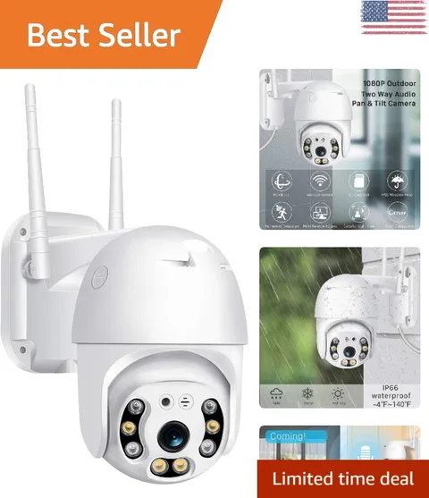 Outdoor WiFi Security Camera with Flood Light & Siren Alarm - Night Vision