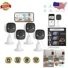 Indoor Outdoor Security Camera 2K - Plug-in, Motion Detection, Alexa Compatible