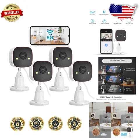 Indoor Outdoor Security Camera 2K - Plug-in, Motion Detection, Alexa Compatible