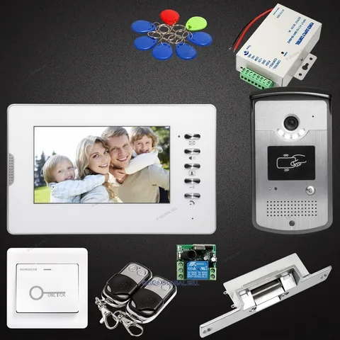 7inch Video Door Intercom System with Keyfobs Unlocking Camera for Home Security