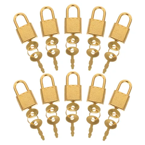 10 Sets Small Lock Key Lockable Diary Book Backpack Padlock for Suitcase