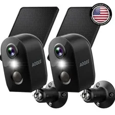 2Pack Solar Security Cameras System Wireless Outdoor Battery Powered WiFi Camera