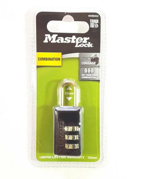 Master Lock Combination 20mm Luggage Padlock 3 Digit Tough Metal AT TLS02