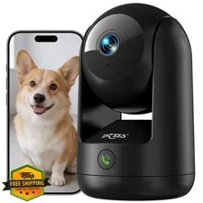 Dzees 2K Indoor Camera Black WiFi Pet Camera 360
