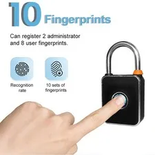 Smart Fingerprint Padlock Portable Biometric USB Charging For Locker Luggage