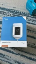 Ring Spotlight Cam Plus Plug-In 1080p Wi-Fi Outdoor Cam White Spotlight Siren