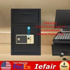 Cash Depository Safe, Steel Mailbox, Password/Fingerprint/Key Unlocking Safe