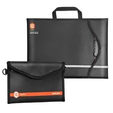 2-Piece Fireproof Document Bag with Lock – Water-Resistant Business File Orga...