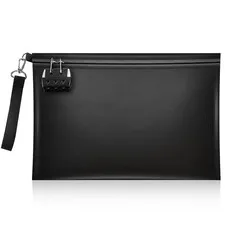 Fireproof Document Bag with Lock and Zipper, 13.8"x9.8"x0.8" Holder for Cash,...