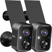 Security Cameras Wireless Outdoor, 2Pcs Solar Powered 3K 4MP Surveillance Wifi C
