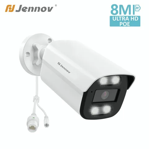 Jennov 8MP 4K IP POE CameraSecurity IP Camera Outdoor Color Night Vision Audio