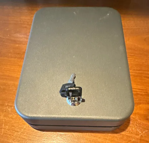 Union Personal Portable Security Safe Gray Metal Key Lock w/ Cable, 2 Keys