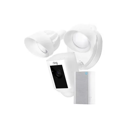 Ring Floodlight Cam Plus Outdoor Wired 1080p Surveillance Camera - White