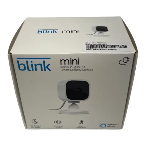 Blink Mini Compact Indoor Plug-in Security Camera 1080HD Motion Detection