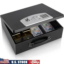 Fireproof Digital Lock Box W/ Keypad Backup Keys Portable Valuables Storage New