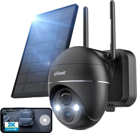 2PCS ieGeek Wireless Solar Camera 360° Security Camera Outdoor Battery CCTV Cam