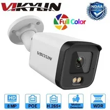 VIKYLIN 8MP 4K Full Color POE IP Security Camera Bullet Motion Detection Outdoor