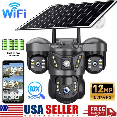 12MP Camara De Seguridad Solar Inalambricas Para Exterior Con Vision Nocturna HD