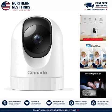 Indoor 360° Surveillance Camera - 2K Resolution, Night Vision & 2-Way Audio