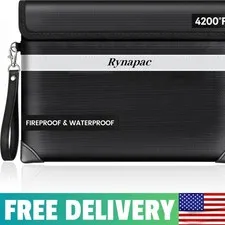 Fireproof Document Bag Upgraded 4200°F, 14.2”X 10.2”Waterproof Fireproof Money B