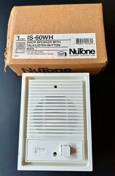 NuTone IS-60WH Door Speaker with Talk/Listen Button * New Old Stock!