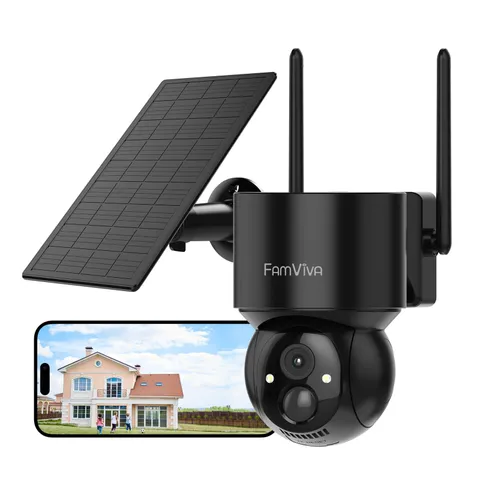 2K Solar Security Cameras Wireless Outdoor, 2.4G WiFi Outdoor Camera with Col...