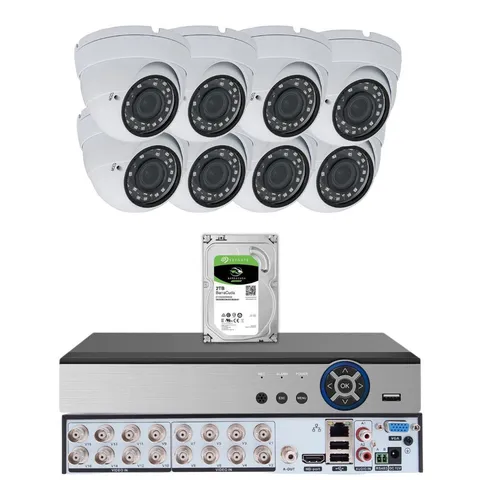 Evertech 16 Channel DVR 2TB 8pcs 1080p Zoom Lens Outdoor CCTV Dome Camera System