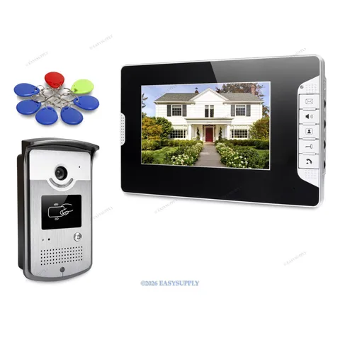 7" Wired Video Door Intercom System Electric Lock Supported for Home Security