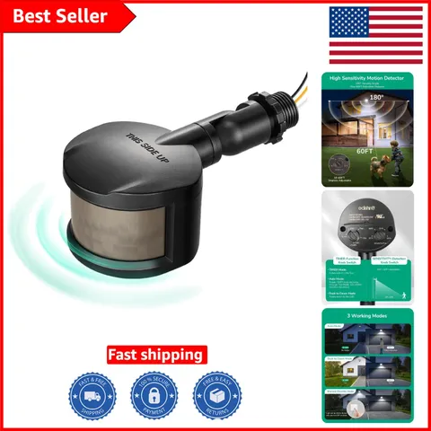 Black 3-Mode Motion Detector for Outdoor Security – Adjustable & Easy to Install