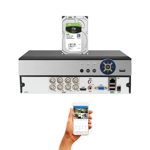 Evertech 8 Channel Security Camera Video Recorder with 8TB Remote Monitoring