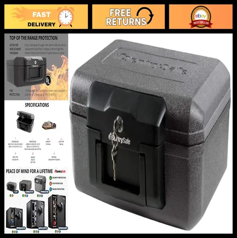 Fireproof Safe Box with Key Lock for Home & Travel - Secure Money & Documents, 0