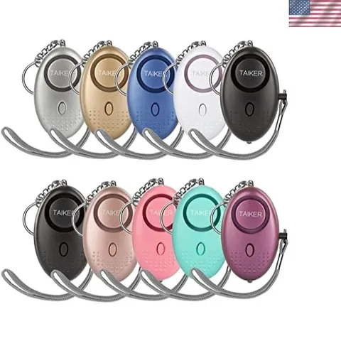 10-Pack 140DB Personal Alarm Keychain with LED Light - Colorful Safety Solution