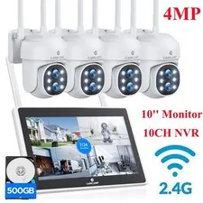 Wireless Security Camera System Outdoor with Monitor Auto Tracking, Human Detect