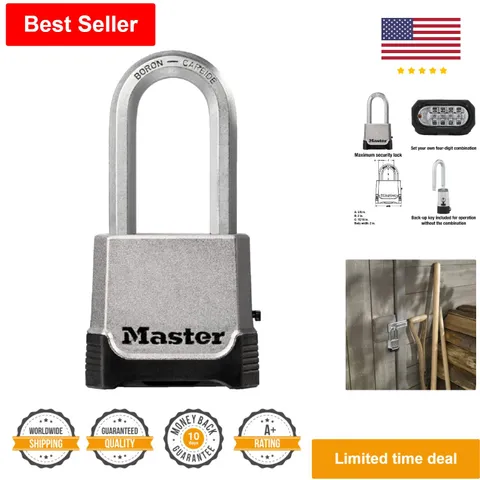 Heavy Duty Outdoor Combination Lock - Weatherproof Padlock - Resettable - Silver