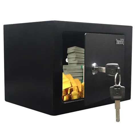 Steel Key Lock Box Security Safe 0.23 Cu Ft Black - Portable Home Office Storage