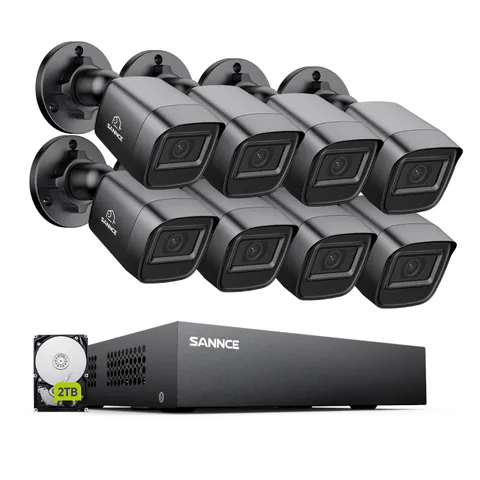 SANNCE 5IN1 8CH DVR CCTV 1080P Video Security Camera System Outdoor AI Detection