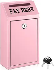 Safe Cash Box Money Collection Metal Donation Box with Lock Wall Mount Pre Dr...