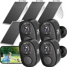 ELECCTV 5G/2.4G WiFi Solar Security Cameras Wireless Outdoor, 2K Black