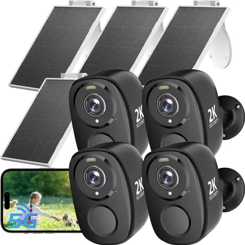 ELECCTV 5G/2.4G WiFi Solar Security Cameras Wireless Outdoor, 2K Black