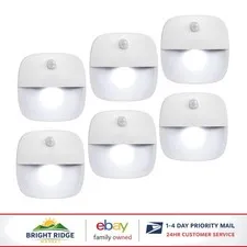 Modern White LED Night Light with Motion Sensor for Indoor Applications, 6-Pack
