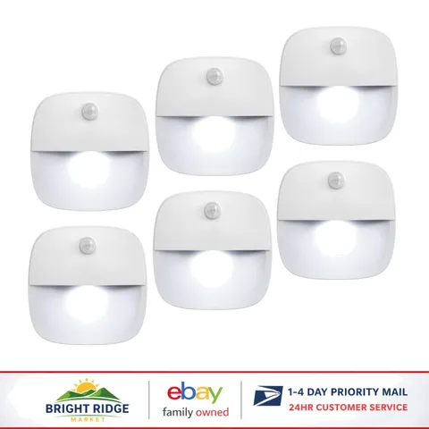 Modern White LED Night Light with Motion Sensor for Indoor Applications, 6-Pack