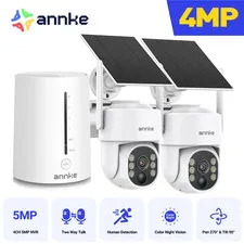 4MP 2K Wireless Security Camera Outdoor, 5MP 2-Cam Kit Solar Surveillance System