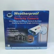 IP 56 Weatherproof Security Camera To TV Color Night Vision & Mic RCA Plugs NIB